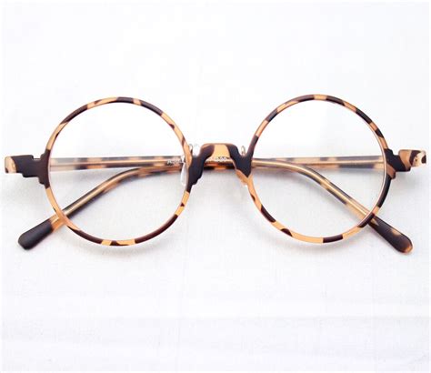 vintage retro round amber leopard tortoise shell eyeglass frames