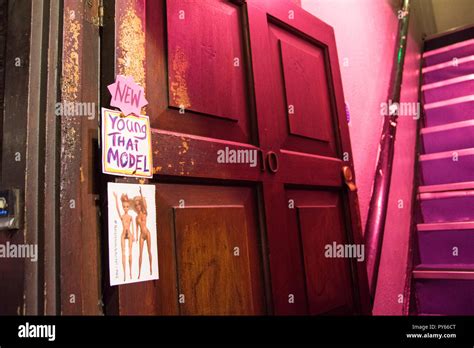red light soho walk  entrance  signage  young thai model prostitute stock photo alamy