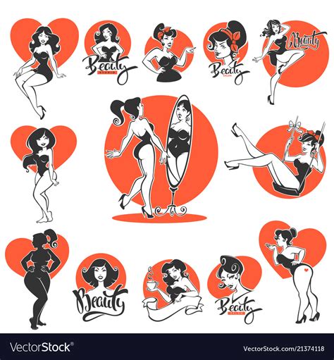 Beauty And Sexy Large Collection Of Pinup Girls Vector Image