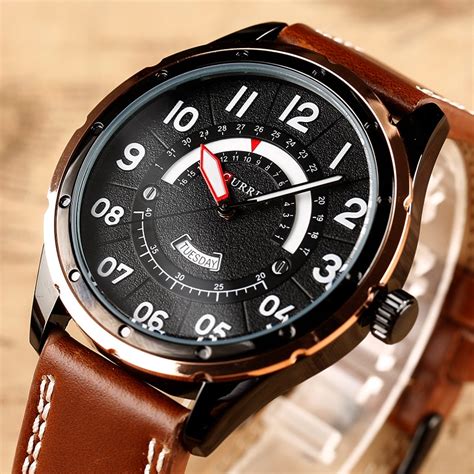 curren watches fashion casual men  sport clock male military quartz wristwatch leather