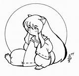 Inuyasha Chibi Kagome Coloring Pages Getcolorings Lineart Anime Deviantart sketch template