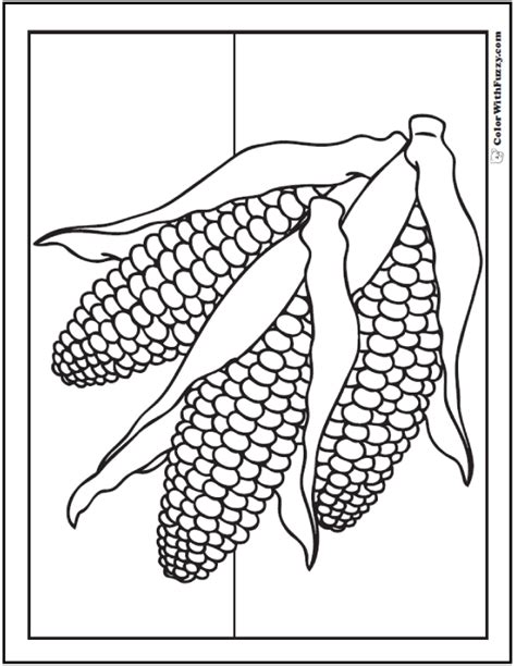 corn coloring pages  ears summer  fall