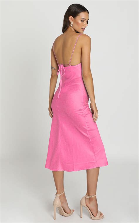 Regina Satin Slip Dress In Hot Pink Showpo Eu