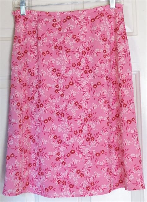 the limited knee length pink red white stretch floral prints skirt size 6