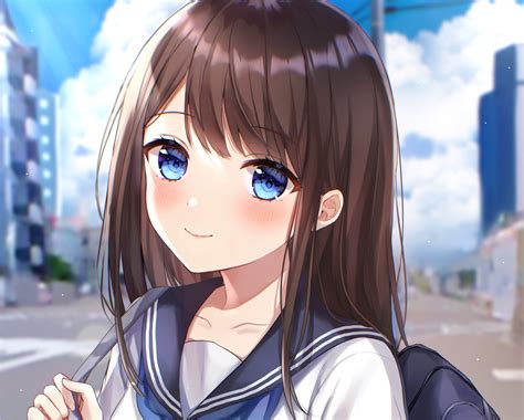 Anime Girl With Brown Hair And Blue Eyes Anime Girl Brown Hair Blue