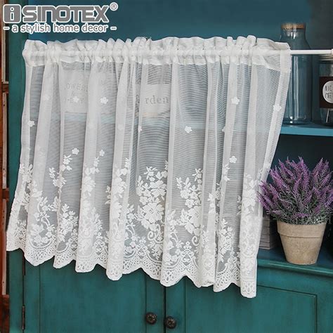 pastoral kitchen curtain fashion cafe floral polyester voile lace small