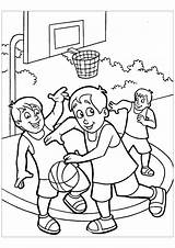 Basketball Basquete Justcolor Bola Colorier Crianças Jogando Tulamama sketch template