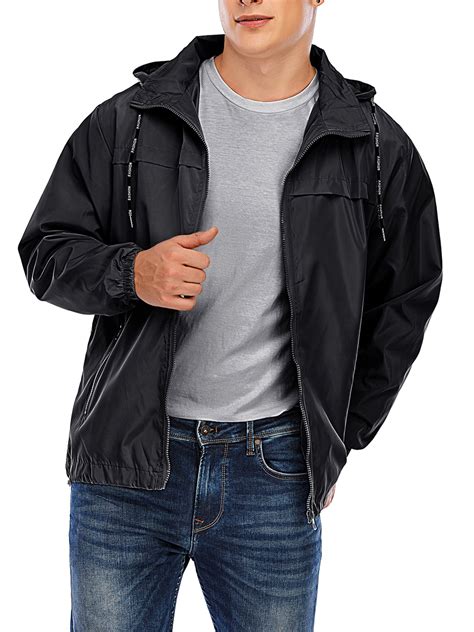 youloveit men waterproof jacket  zip  hooded lightweight waterproof windbreaker rain