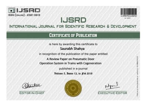 certificate  paper publication ijsrd