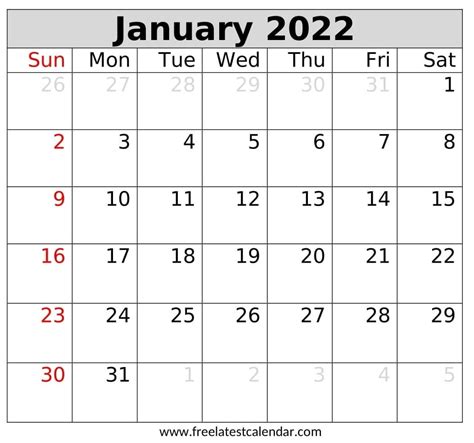 january  calendar ryearlycalendar