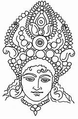 Durga Coloring Pages Hindu Maa Goddess Puja Printable Sketch Navratri Colouring Face Drawing Kids Clipart Hinduism God Happy Para Gods sketch template