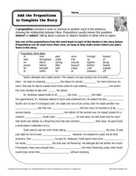 prepositions worksheets  preposition printable packet kid