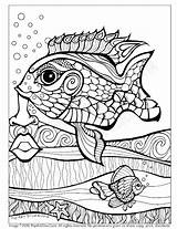 Fish Coloring Zentangle Fantasy Drawing Book Style Ocean sketch template