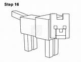 Minecraft Draw Dog Wolf Step sketch template