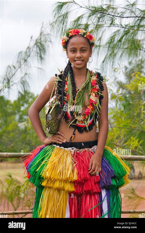 Yapese Girl In Traditional Clothing Yap Island Federated States Of