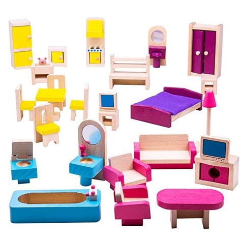bigjigs toys boite de jeu patrimoine lot de meubles pour maison de poupee meubles de poupee