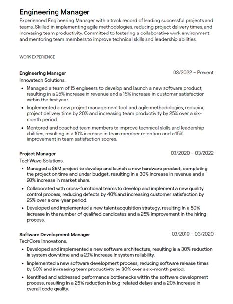 engineering manager resume examples  guidance