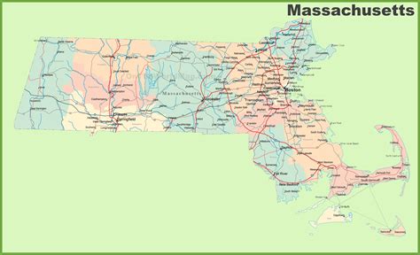 massachusetts map  cities  towns