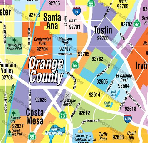 Orange County Zip Code Map Zip Codes Colorized – Otto Maps