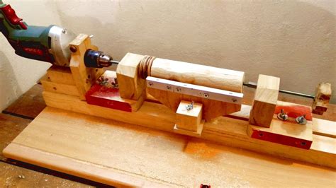 homemade lathe machine part  drill powered wooden lathe youtube