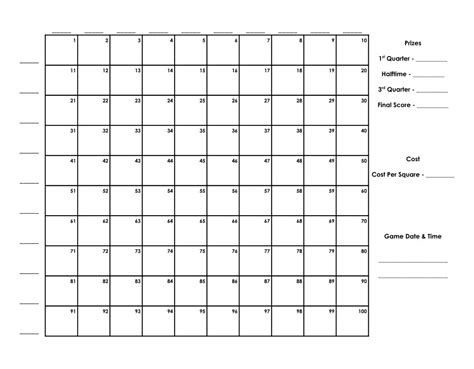 printable  square football pool grid printablee printable