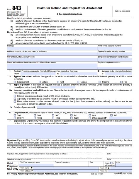 irs form  claim  refund  request  abatement forms docs