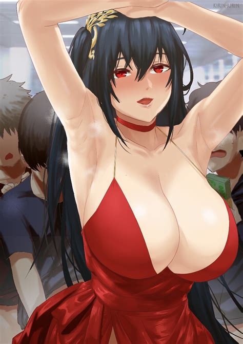 Rule 34 Armpits Arms Up Azur Lane Bangs Bare Shoulders Black Hair