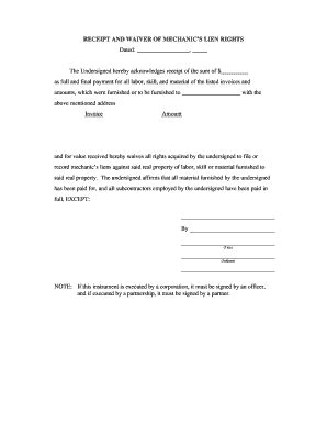 lien waiver form template template guru