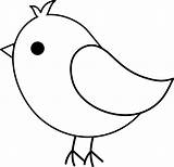 Bird Cute Line Clip Drawing Spring Lineart Template Sweetclipart sketch template