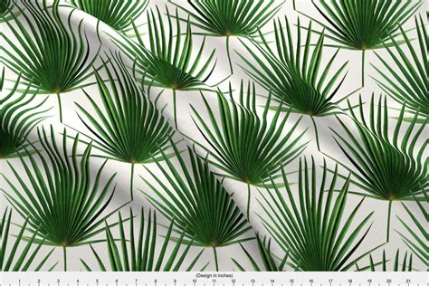 palm leaf fabric simple palm leaf geometry green  cream