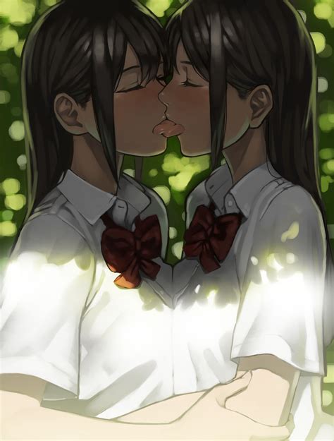 original characters lesbians yuri kissing 2975x3927 wallpaper