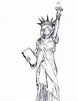 Liberty Statue Coloring Drawing Beautiful Pages Getdrawings Color sketch template
