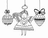 Christmas Angel Ornaments Coloring Coloringcrew sketch template