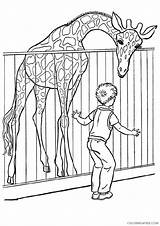 Zoo Coloring Pages Coloring4free Cage Giraffe Printable Related Posts Realistic Books sketch template