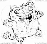 Ugly Cat Cartoon Clipart Coloring Jumping Outlined Vector Thoman Cory Clip Royalty Clipground Clipartof sketch template