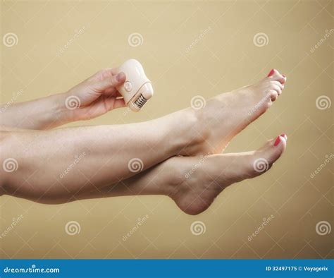 woman shaving leg  shaver depilation body care stock image image  depilate depilation