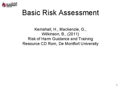 Basic Risk Assessment Kemshall H Mackenzie G Wilkinson