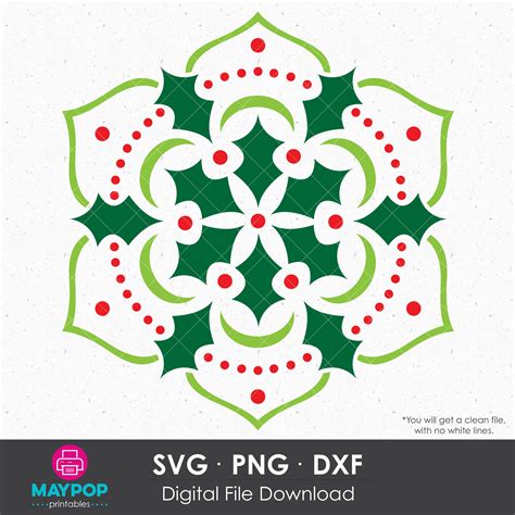 christmas holly tile stencil svg cut file etsy