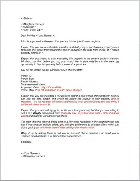 view  sample letter  offer property  sale
