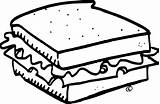 Sandwich Drawing Clipart Cheese Line Grilled Coloring Pages Turkey Template Getdrawings Sketch sketch template
