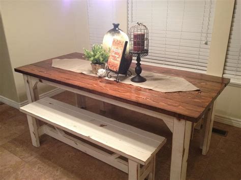 rustic nail farm style kitchen table  benches  match