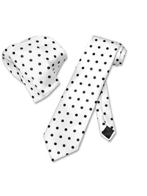 vesuvio napoli white  black polka dots necktie handkerchief matching