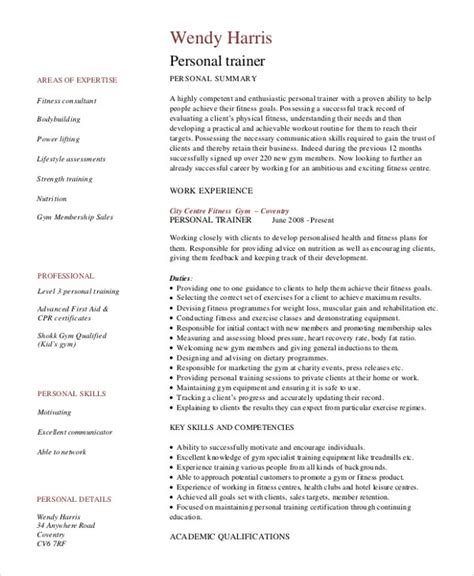 personal trainer resume template  word  document downloads