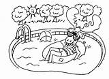 Coloring Pages Swimming Pool Summer Print Printable Popular 2021 sketch template