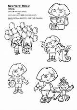 Dora Coloring Para Explorer Colorear Verb Isa Boots Pages Holding Hold Arm Ball Under Book Her Originales Páginas Original sketch template