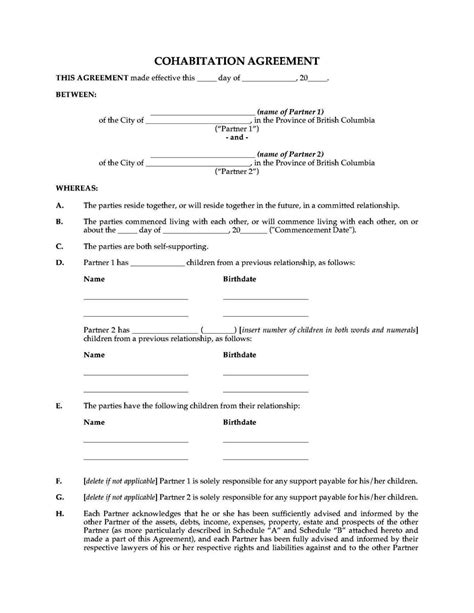 cohabitation agreement template sampletemplatess sampletemplatess