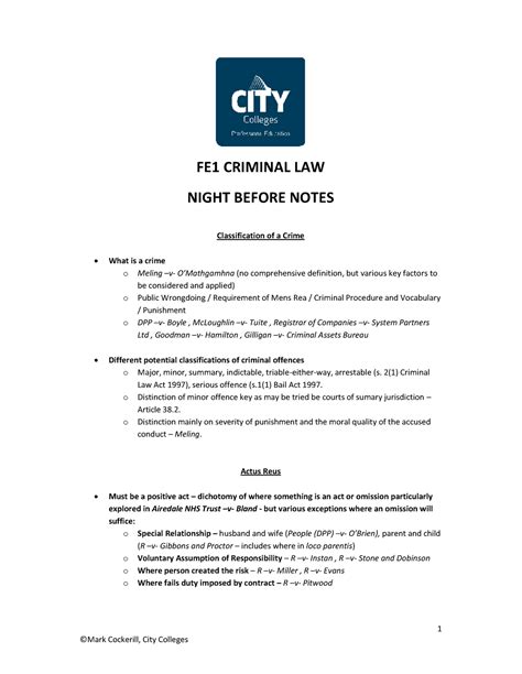 fe night  notes criminal law  fe criminal law night