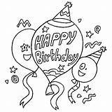 Birthday Happy Coloring Pages Balloons Color sketch template