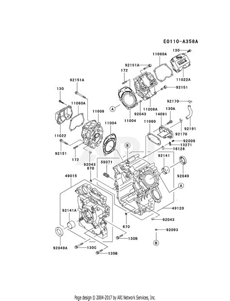 kawasaki fdd   stroke engine fdd parts diagram  cylindercrankcase