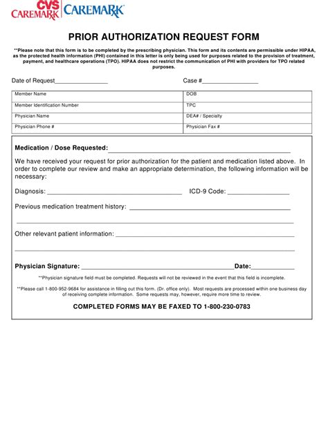 Prior Authorization Request Form Cvs Caremark Download Printable Pdf